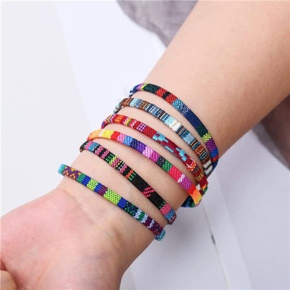 Boho Braided Bracelets Set - 12 Pcs - Picture 3 of 6